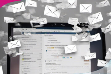 Emails die auf einen Business Computer eintreffen.