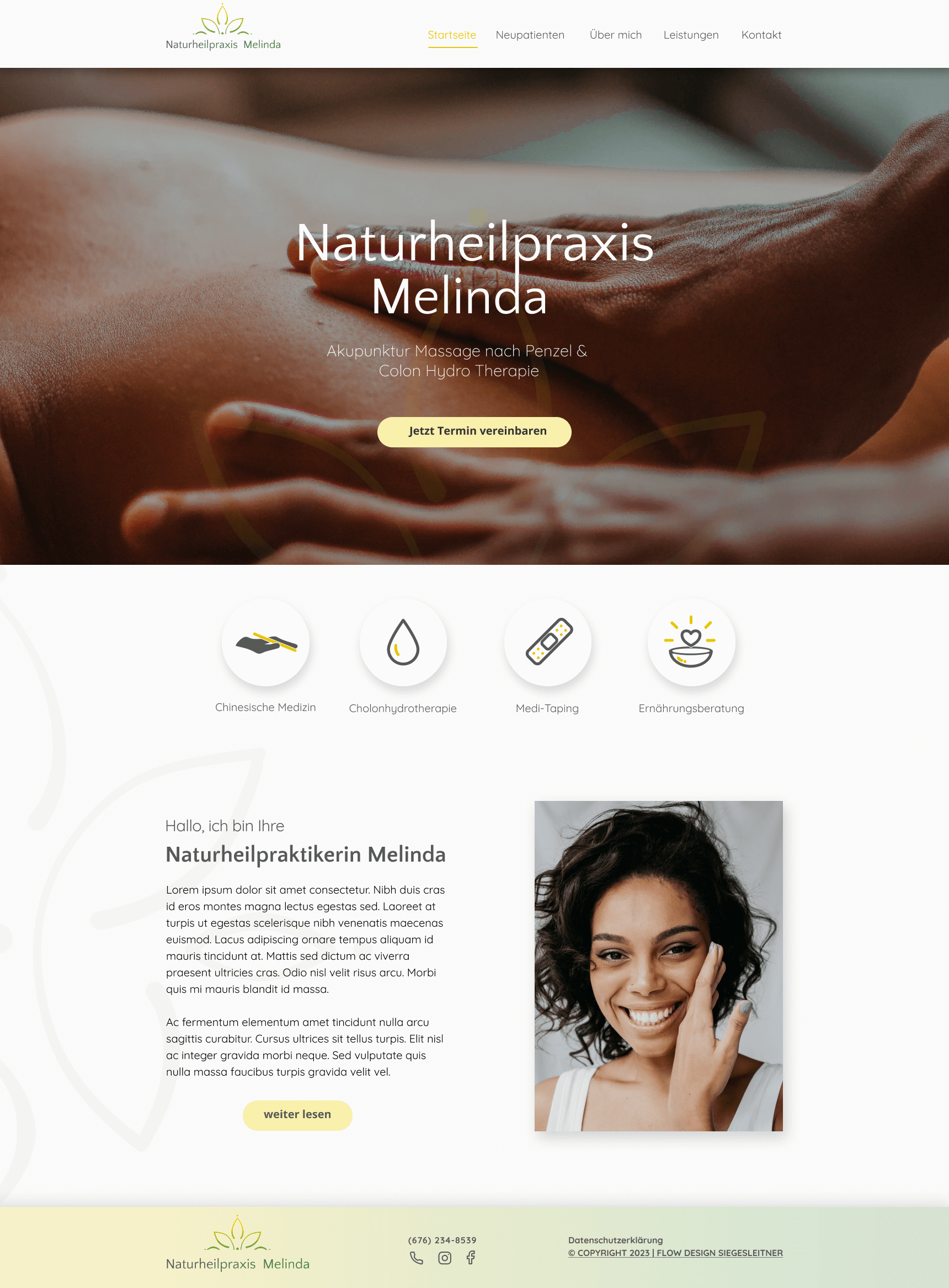 Landingpage Design von Naturheilpraxis Melinda